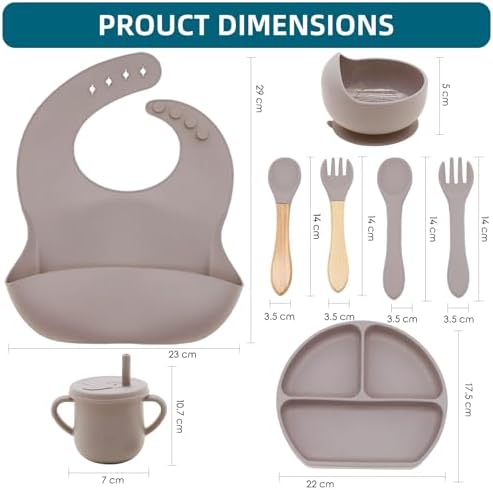 100% Silicone Baby Feeding Set, BPA Free, Divided Plate, Toddler Self Feeding - Image 2