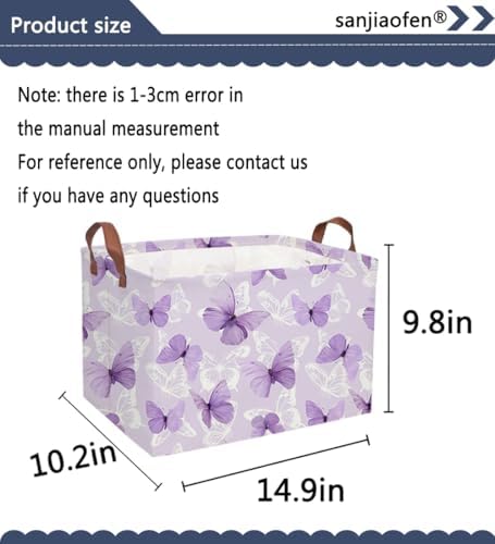 Sanjiaofeng Rectangular Kids Basket Butterfly Storage Bins, Girls Storage Basket - Image 7