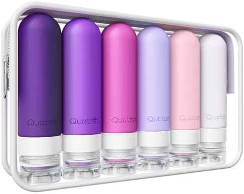 Quatish Travel Bottles for Toiletries 6 Pack, Original Patented Leakproof 3 oz by Quatish