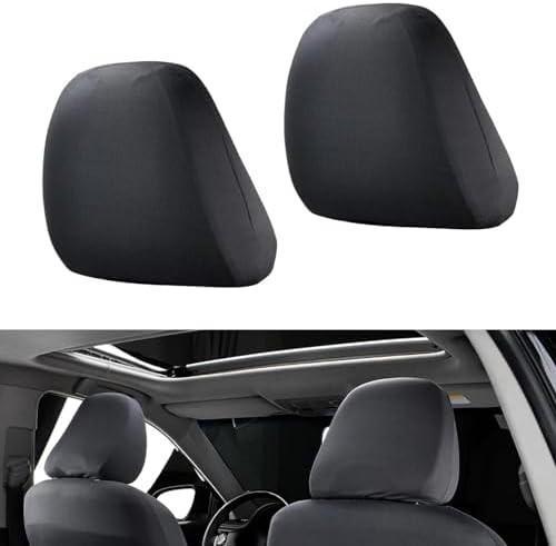 2 PCS Car Seat Headrest Cover, Reusable Flexible Headrest Protector, Universal by Crynod