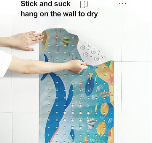 LNOND Bath Mat for Tub for Kids, Whales and Fish Bathtub Mat, Kids Bath Mats - Image 4
