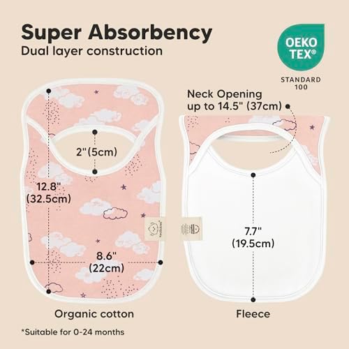 KeaBabies 8-Pack Bibs for Baby Girls, Pullover Baby Bibs - Image 3