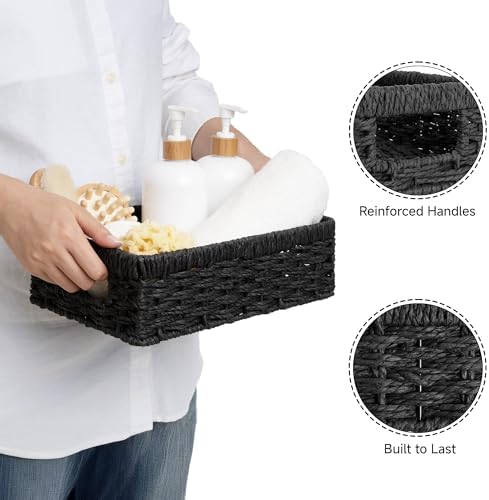 StorageWorks Wicker Baskets for Organizing, Paper Rope Black Baskets - Image 4
