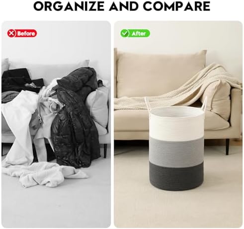 Laundry Basket Hamper Tall Rope Storage Woven - Image 6