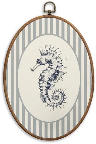 SONMYSULIL Coastal Beach Seahorse Wall Art Decor, Ocean Beach Nursery Oval Wall by Unknown