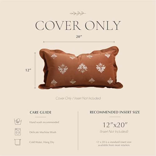 BlissBlush Lumbar Pillow Cover 12x20, Terracotta Velvet Decorative Lumbar - Image 6