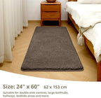Polyester Bathroom Runner Rug 24"x60" Brown, Soft Shaggy Bath Mat - Image 2