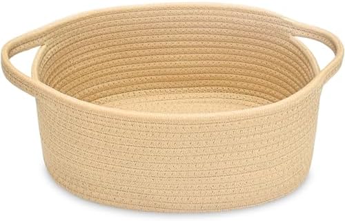 ABenkle Small Basket with Handles, Boho Decorative Rope Woven Dog Cat Toy by ABenkle