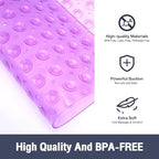 Square Shower Mat Bathtub Bath Mat Non Slip Clear Purple 21"x21" - Image 2