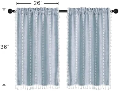 MitoVilla Boho Kitchen Curtains 36 Inch Length, 2 Panels Modern Farmhouse Short - Image 7