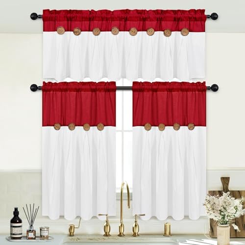 FRAMICS Farmhosue Kitchen Curtains 36 Inch Length, Rustic Cotton Linen Tier - Image 5