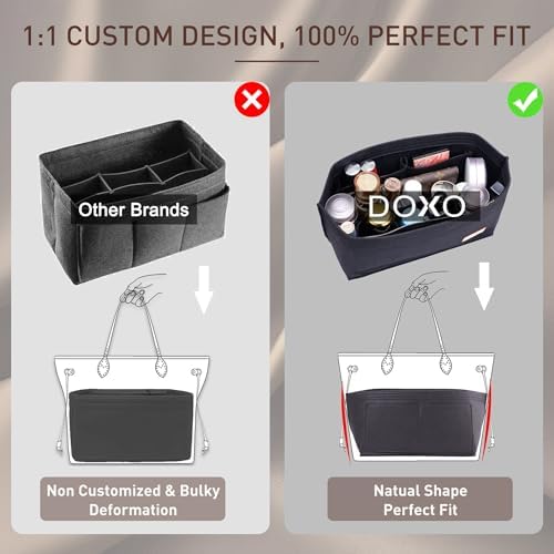 Doxo Purse Organizer Insert for Handbags & Base Shaper 2pc Set, Felt Neverfull - Image 5