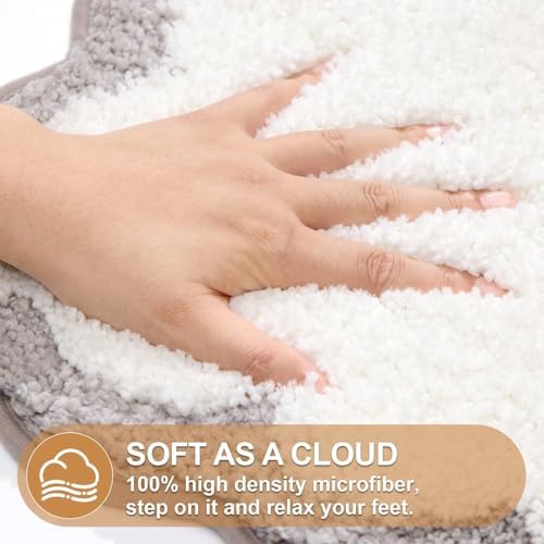 ORTIGIA Cute Scalloped Bath Mat Grey Bathroom Rugs Non Slip Washable, Quick Dry - Image 4