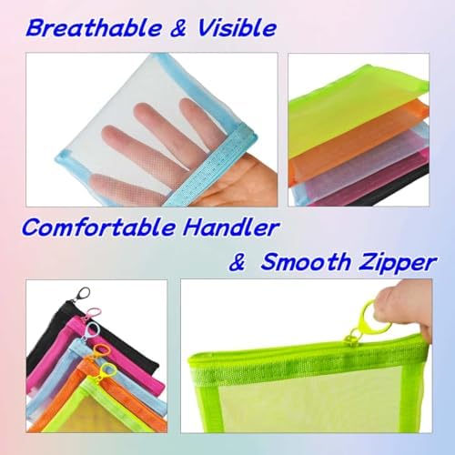 5 Pack Small Mesh Zipper Pouch Bags - Image 3