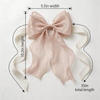 2 Pack French Lace Bow Curtain Tiebacks, Blush Pink - Image 2
