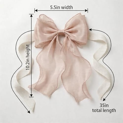 2 Pack French Lace Bow Curtain Tiebacks, Blush Pink - Image 2