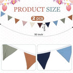 Oudain 2 Pcs Pennant Banner Flags Nursery Garland Triangle, Neutral Color - Image 2
