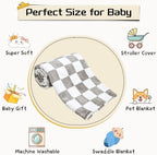 Yurhap Checkered Baby Blanket Fleece Baby Blankets Neutral - Image 7