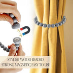 Boho Curtain Tiebacks Magnetic Beaded 2 Pack Light Grey - Image 2
