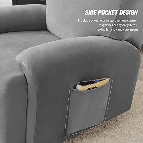 Stretch Recliner Covers, 4-Piece Ultra Soft Velvet Recliner Chair Slipcover - Image 4