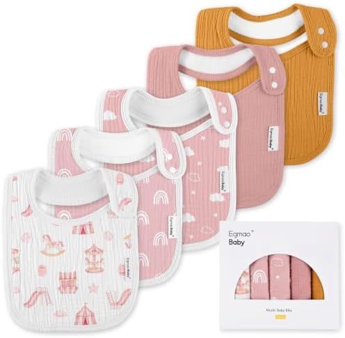Muslin Baby Bibs for Drooling and Teething, Bibs for Boys Girls by EgmaoBaby