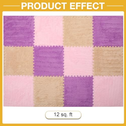 ZENOWICK 12 Pcs Plush Interlocking Carpet Tiles, Puzzle Play Mats - Image 4