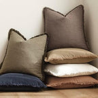 Foindtower Decorative Linen Fringe Throw Pillow Covers 26×26 Light Coffee - Image 6