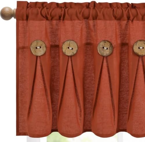 FRAMICS Farmhouse Valance Curtains, Boho Cotton Linen Kitchen Valance, Rod - Image 2
