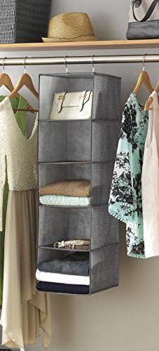 Whitmor Hanging Accessory Shelves 5 Open Sweater Shelves Crosshatch Gray - Image 2