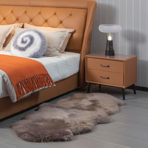 Genuine Real NZ Sheepskin Area Rug Fluffy Lambskin Fur Mushroom 2' x 6'3"ft - Image 2