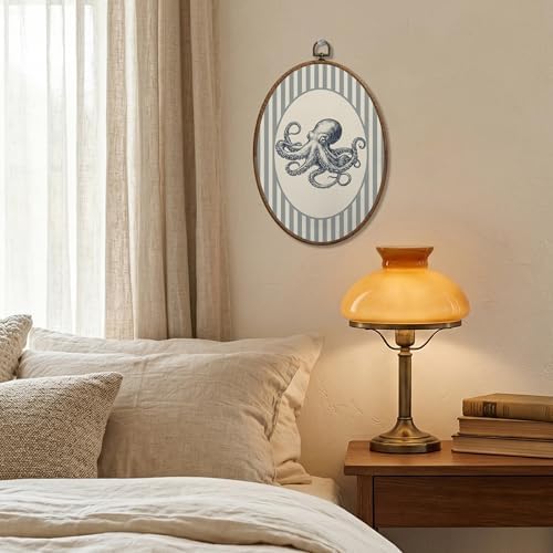 SONMYSULIL Coastal Beach Octopus Wall Art Decor, Ocean Beach Nursery Oval Wall - Image 2