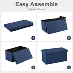 DUMOS 30 Inch Folding Storage Ottoman Bench, Large Hidden Storage Chest - Image 6