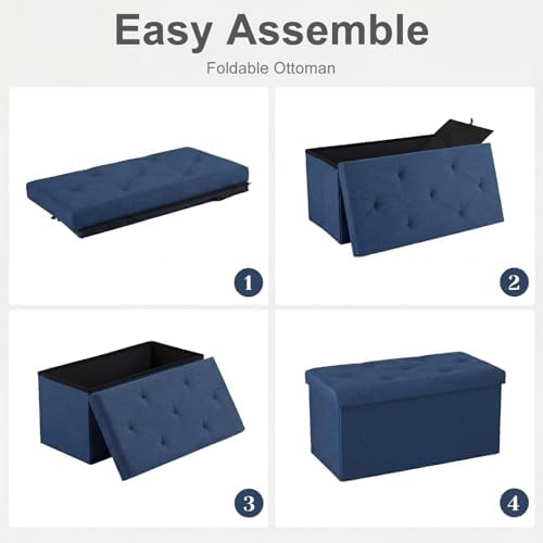 DUMOS 30 Inch Folding Storage Ottoman Bench, Large Hidden Storage Chest - Image 6