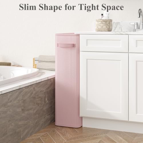 Optish 75L Pink Slim Laundry Hamper, Large Laundry Basket - Image 2