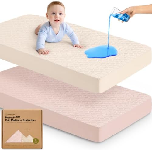 2pk Waterproof Crib Mattress Protector Cover Fitted 52x28 by KeaBabies
