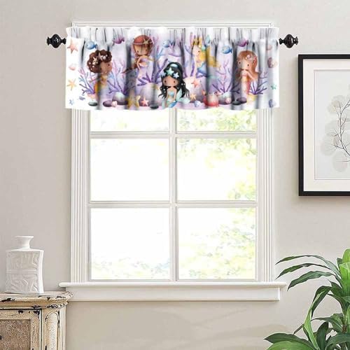 Mermaid Valances Curtains for Girls Bedroom, Kids Colourful Princess Ocean - Image 5