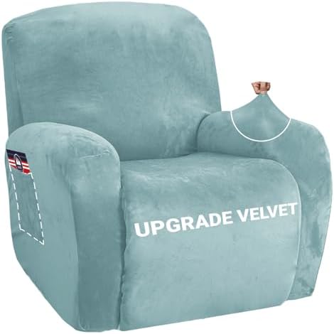ZNSAYOTX Stretch Velvet Recliner Cover 4-Pieces, Thick Soft Recliner Chair by ZNSAYOTX