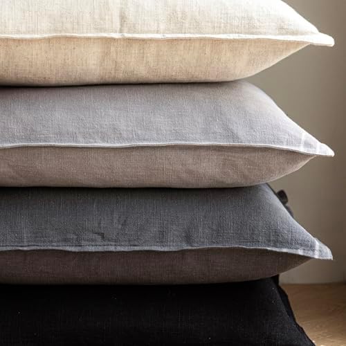 Foindtower Linen Solid Decorative Throw Pillow Covers 24x24 Inch Black - Image 5