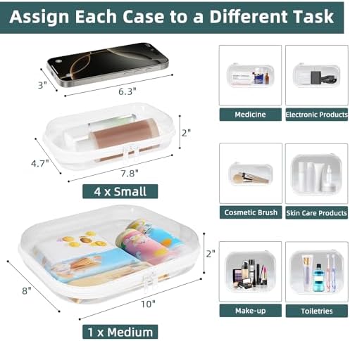 Clear Hard Shell Zipper Cases, Plastic Hard Sided Zippers Pouches Clear - Image 3