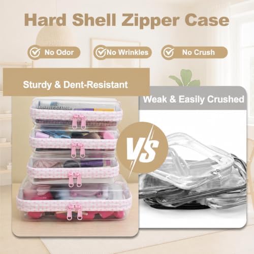 4 pcs Clear Zipper Pouches, Hard Shell Zipper Case, Toiletry Bag - Image 2