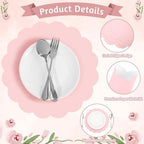 120 Pcs Light Pink Paper Placemats, 13.5 Inch Disposable Scalloped Placemat - Image 4