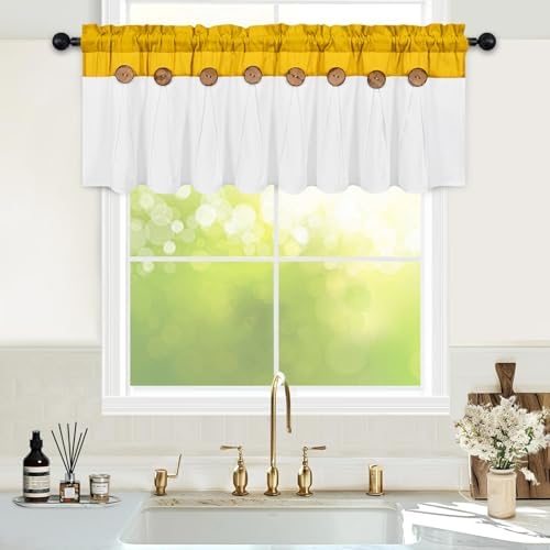 FRAMICS Farmhouse Valance Curtains, Boho Cotton Linen Kitchen Valance, Rod - Image 2
