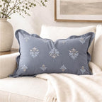 BlissBlush Lumbar Pillow Cover 12x20, Coastal Blue Velvet Decorative Lumbar by BlissBlush