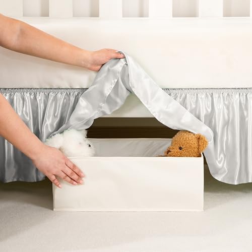 Light Grey Satin Crib Bed Skirt - Image 4