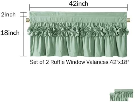 HIG 2 Pack Sage Ruffle Handcrafted Window Valances - Image 5