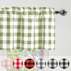 Hiasan Plaid Curtains Valances, Sage Green and White, 52W x 18L, 1 Panel - Image 3