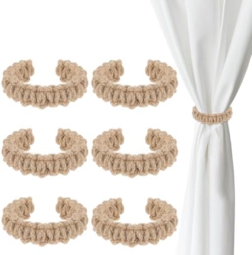 Ptwola 6 Pack Braided Curtain Tiebacks Boho Elegant Rustic Curtain Holdbacks by Unknown