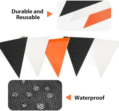 G2PLUS Halloween Bunting Pennant Banners Triangle Flag Black Orange - Image 3