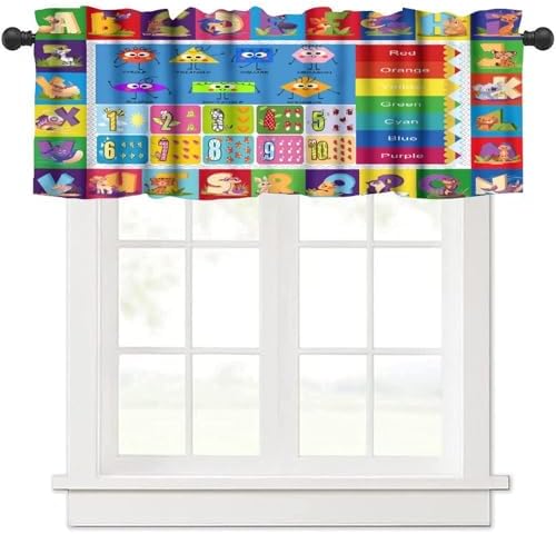 Alphabet ABC Kids Valance Curtain Colorful Cartoon Animal Learning Inspirational - Image 6