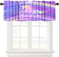 Fantasy Rainbow Valances Curtain Purple Sky Unicorns Silhouette Pattern Window by Unknown